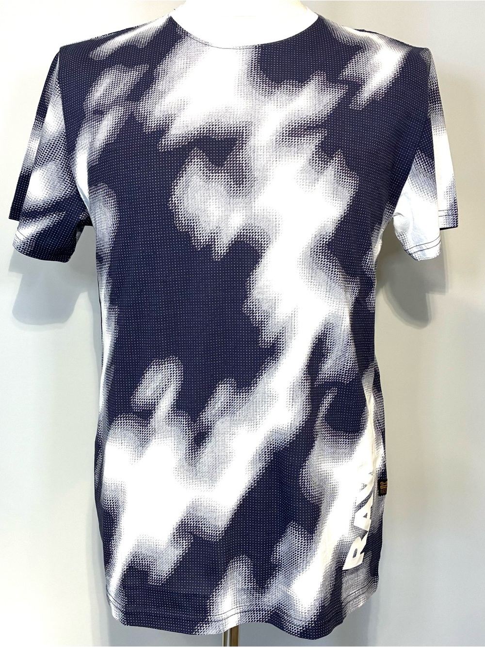 G-Star Navy and White Abstract Graphic Crew Tee